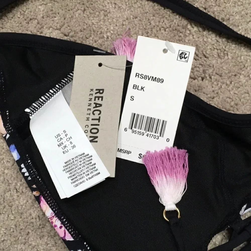 Kenneth Cole Reaction hi-neck floral bikini top.